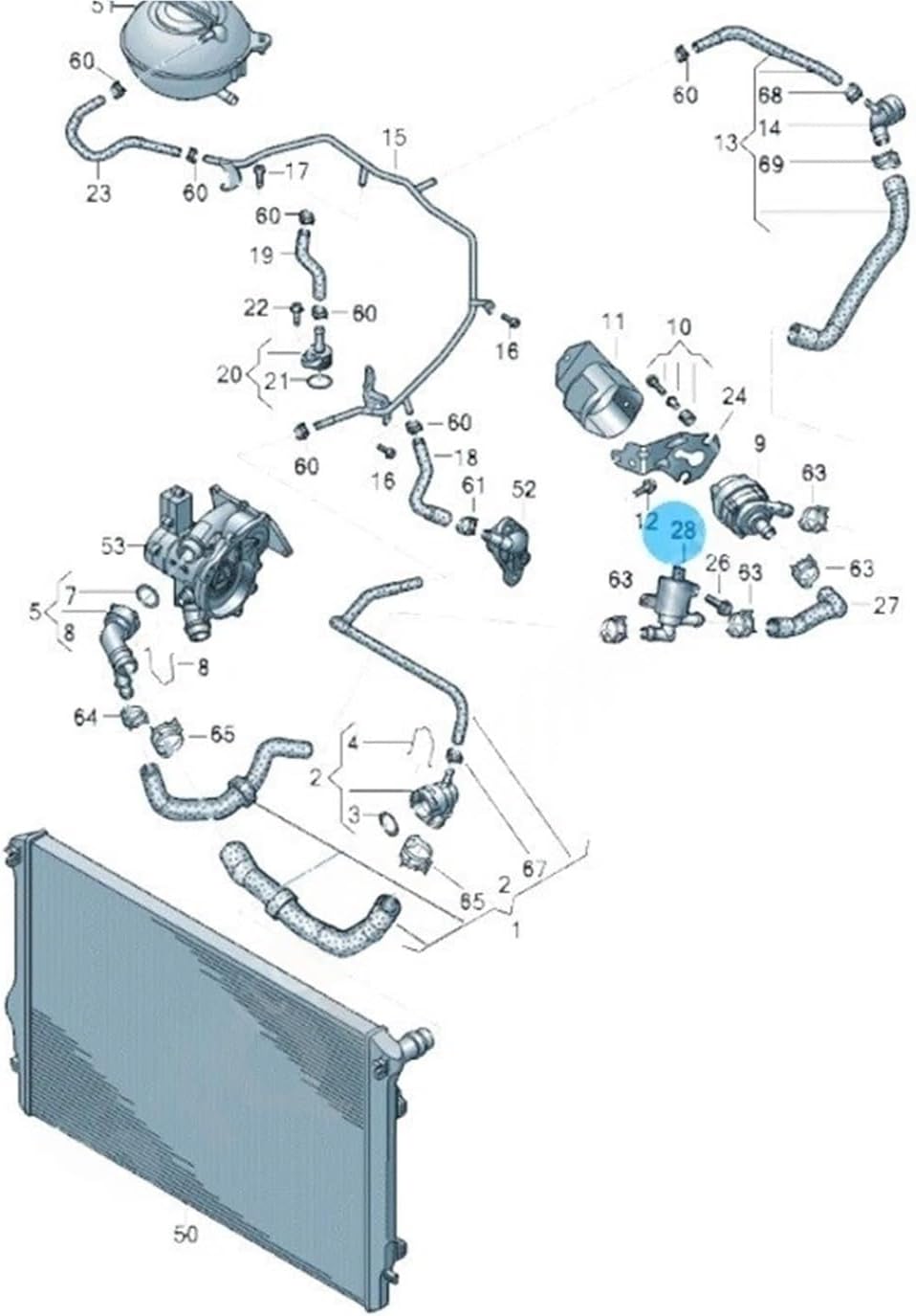 Genuine Coolant Control Valve 4H0121671D,4H0 121 671 D Auxiliary Coolant Pump Compatible For Audi Q3 VW Golf Jetta Tiguan Skoda Superb Seat(Original German)