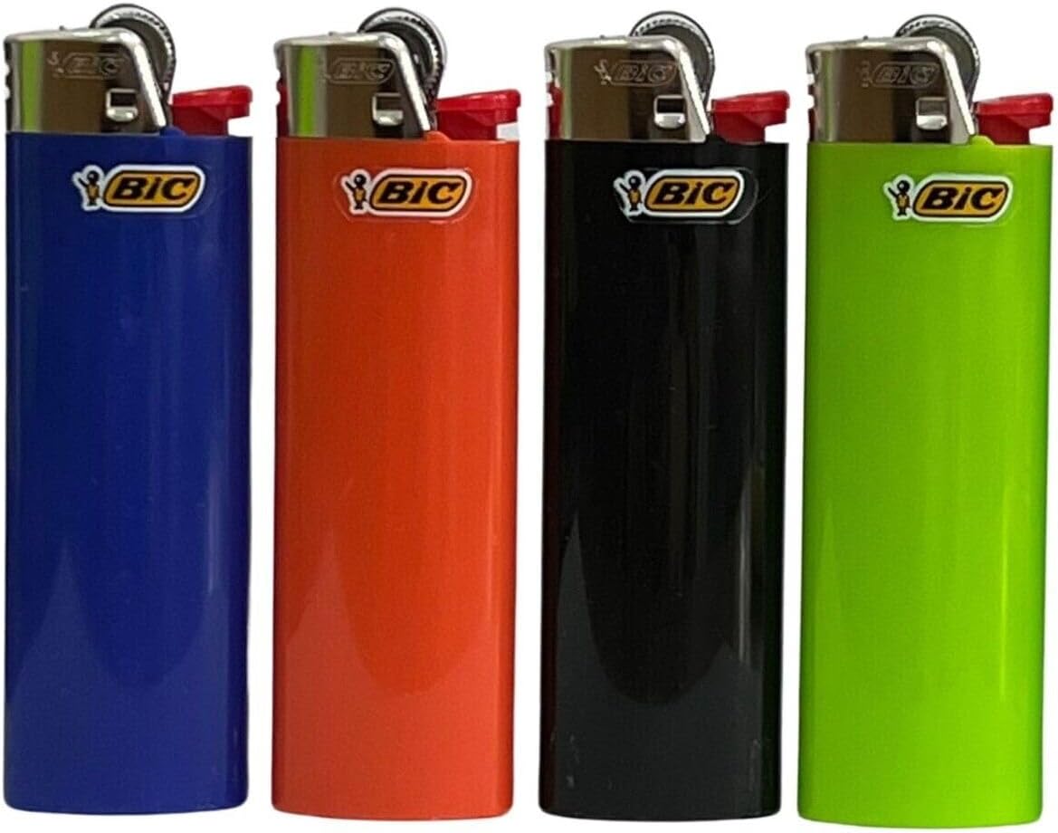 4 X Genuine BIC Maxi Lighters Assorted Colours Pocket Size Summer BBQ Candles GIFT SET