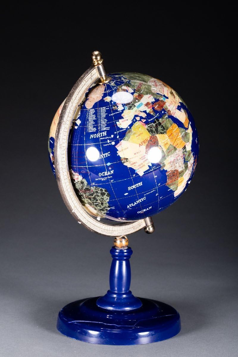 Fine Famous Collectors Buy Vintage Lapis Natural Inlay Globe Period Collection WK9-134S1