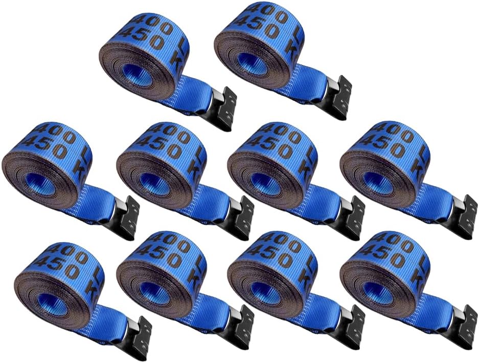 10 Pack Winch Straps 4" x 30' Truck Straps Flatbed Trailer Strap with Flat Hook for Towing Flatbed Trailer Truck, Blue