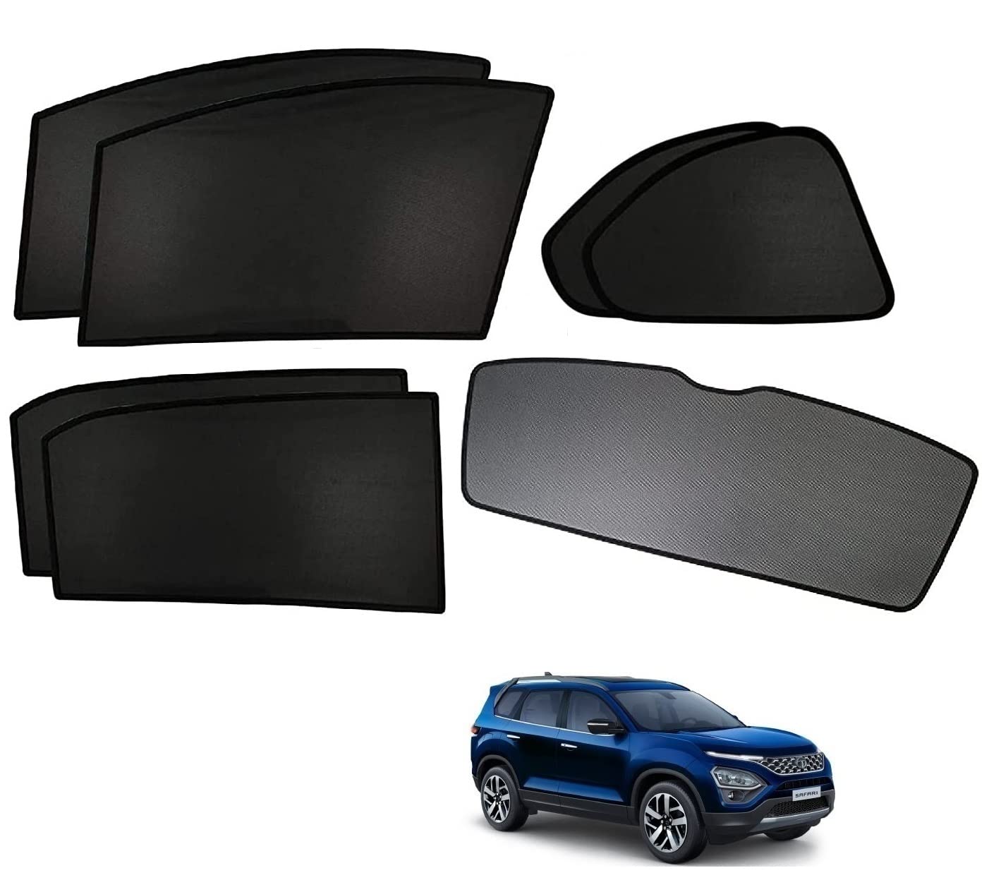 Kozdiko Car Sun Shade Z-Black Non Magnetic Fix Type Curtains with Dicky Compatible with Tata Safari (2021-2026)-image-35