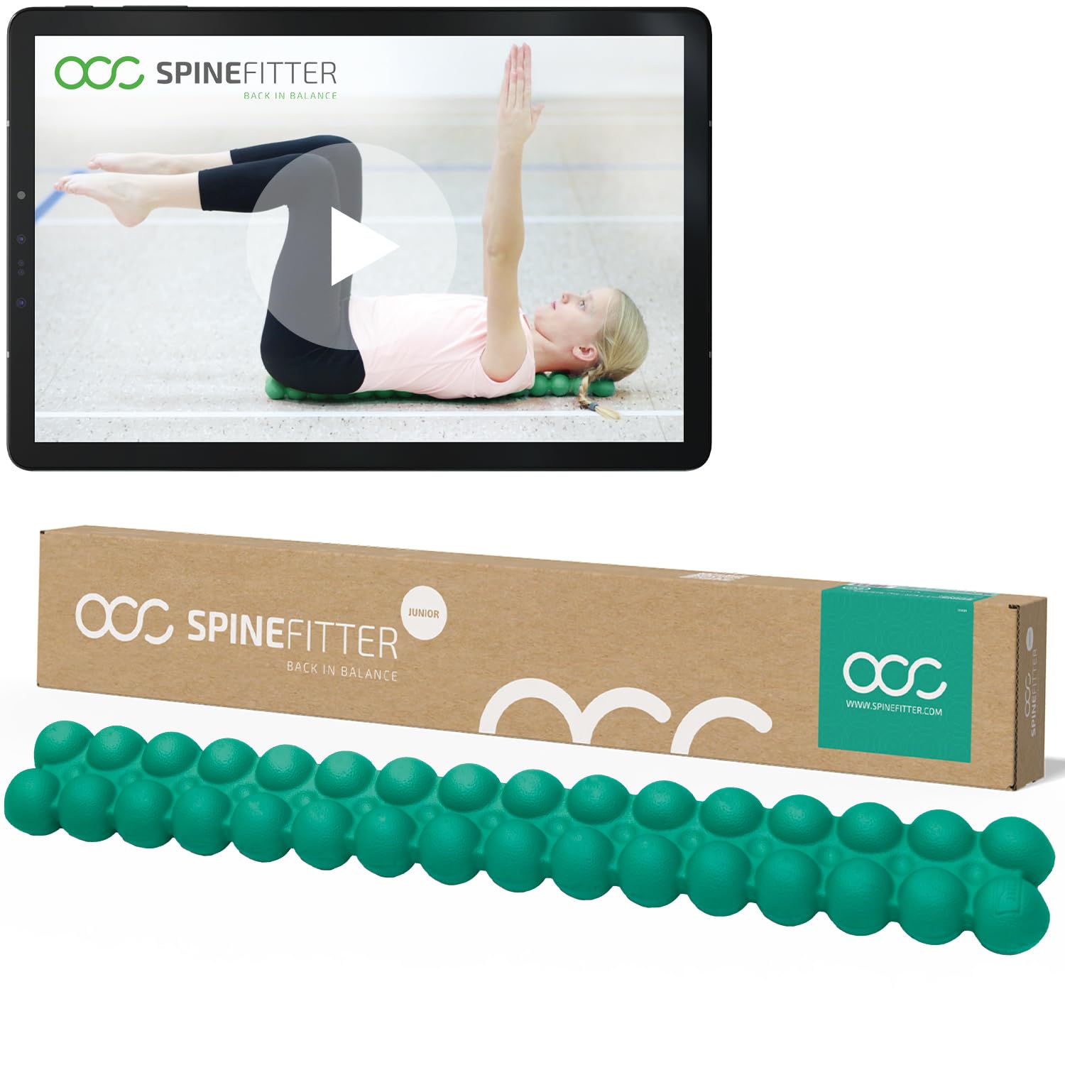 SISSEL® SPINEFITTER® Junior Ocean | Rückendehner für Kinder & Jugendliche | Rückenretter für Haltung | Wirbelsäulenstrecker | Rückenstrecker Gerät für Reha & Therapie | Rückentrainer | 16 Kugelpaare