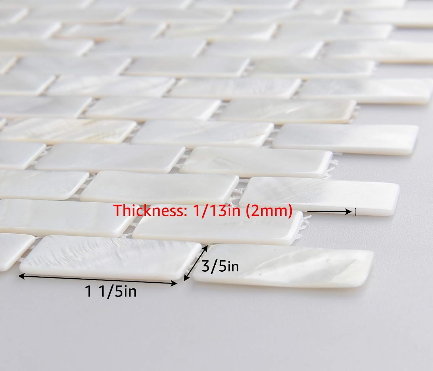 Art3d 6-Pack Mother of Pearl Shell Mosaic Tile for Kitchen Backsplashes/Bathroom Tile, White Subway Mosaic Tiles - - 