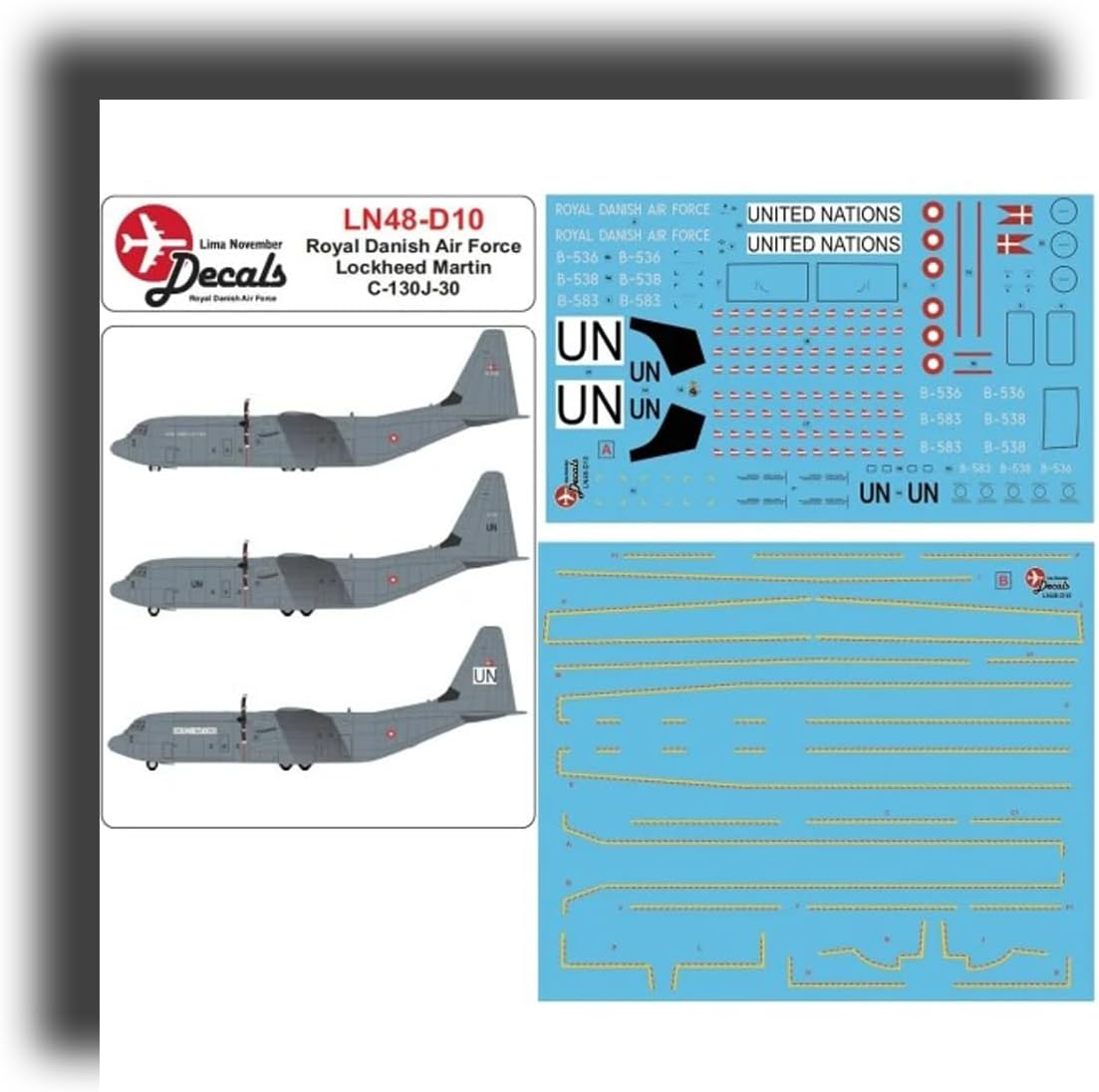 Lima November Decals 72-D10 1/72 Royal Danish Air Force Lockheed C-130J-30