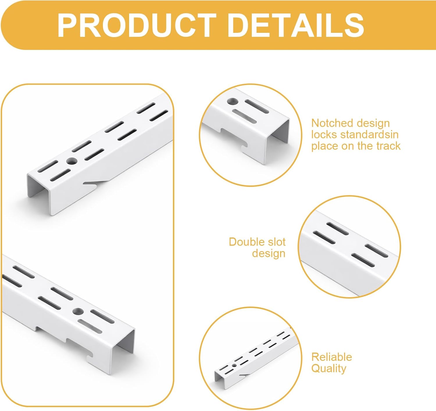 4 Pack 25inch Track Adjustable Closet Shelving System Hardware Dual Track Heavy Duty Wire Shelving Tracks Upright Wall Shelvings Rail for Pantry Organization Closet Garage Rail Home