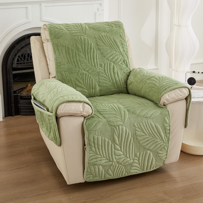 Housse de canapé verte 1 pièce lavable pour protection de salon