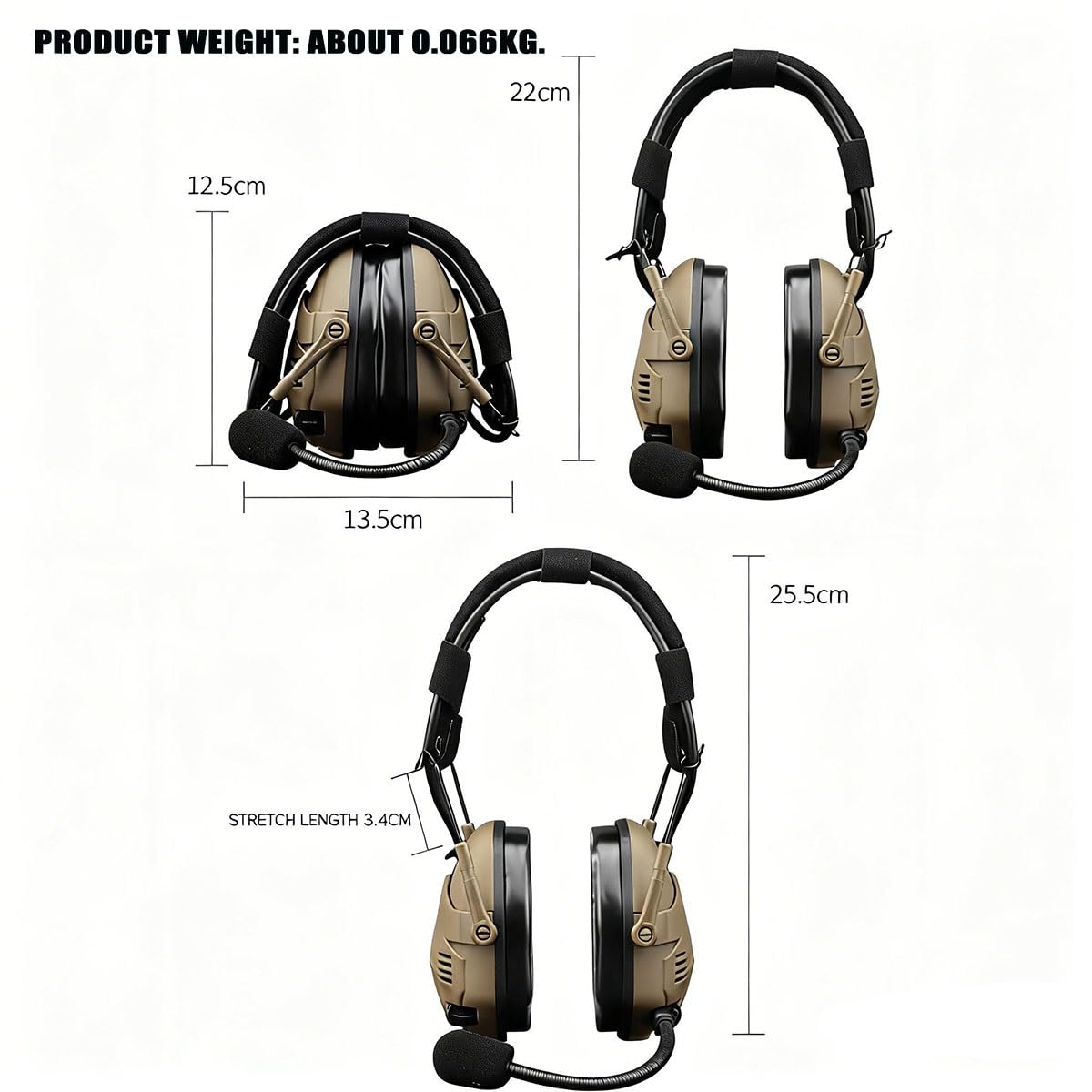 Casque Tactique avec Réduction du Bruit, Protection Auditive Et Coussinets en Silicone, avec Micro Amovible
