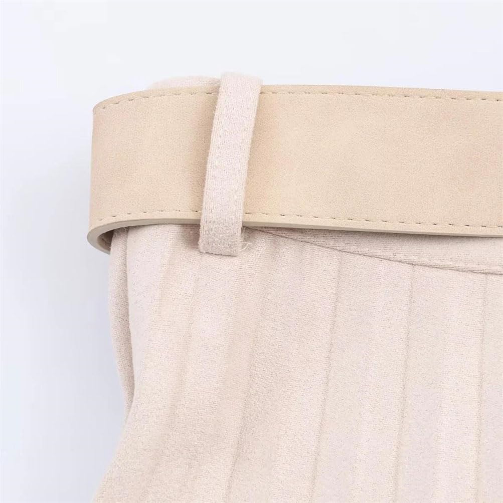 Women's Solid Color Pleated Midi Skirt Women Casual Elegant Skirt