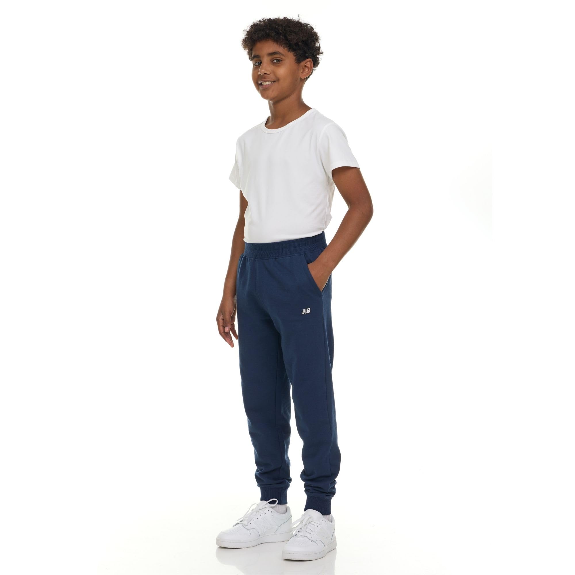 New Balance Pantaloni da Jogging in Pile da Bambino, Confezione da 3, in Morbido Pile Misto Cotone, con Tasche, vestibilità Atletica, Taglie 4-20