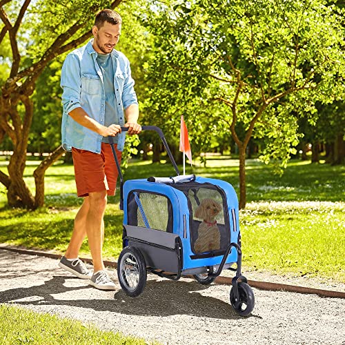 Aosom 2-in-1 Small Dog Bike Trailer and Bike Stroller with Hitch, Bicycle Trailer Sidecar Bike Wagon Cart Carrier Attachment for Travel, Blue Aosom 2-in-1 Small Dog Bike Trailer and Bike Stroller with Hitch, Bicycle Trailer Sidecar Bike Wagon Cart Carrier Attachment for Travel, Blue