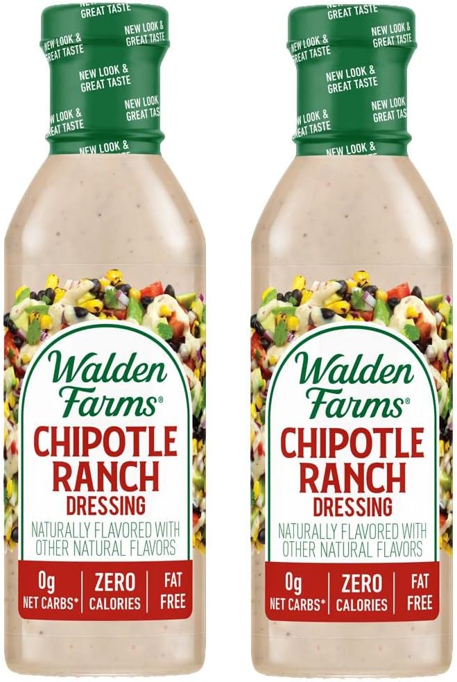Chipotle Ranch Zero Calorie Dressing 2 Bottles NT.WT 12 Fl.Oz. (355mL) each. By: Walden Farms