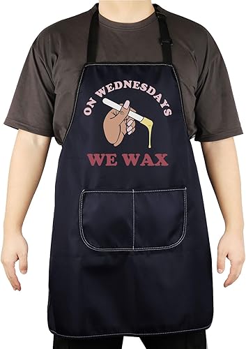 CENWA Delantal de esteticista divertido Delantal de técnico de uñas el miércoles We Wax Cosmetología Salón Delantal Especialista en Cuidado de la