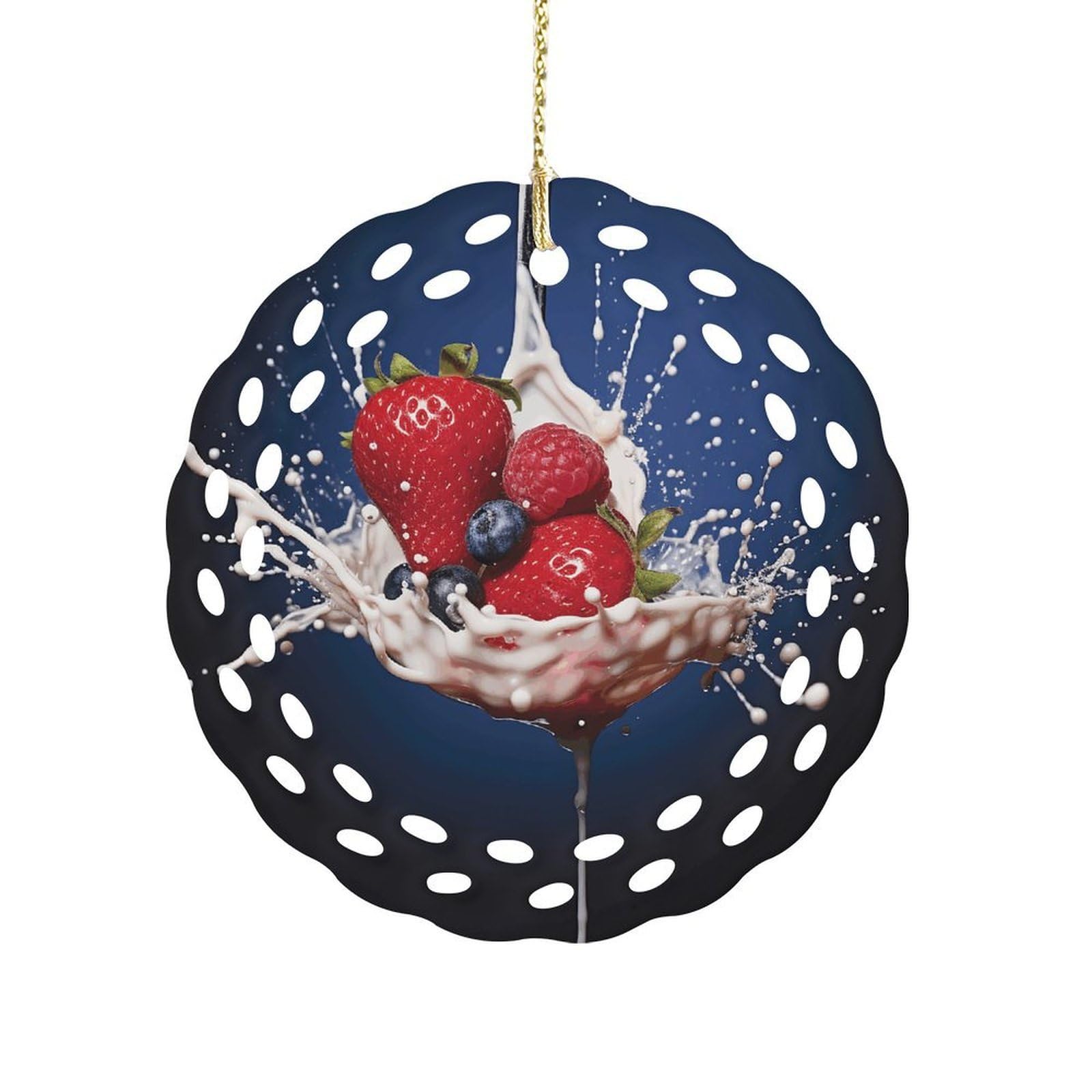 Fekiloot Women's Style Fruit In Spoon Ceramic Ornaments 3 Inch Round,Holiday Keepsake For ,Girls,Pet Owners,Hanging Ornament Gifts Idea For Home