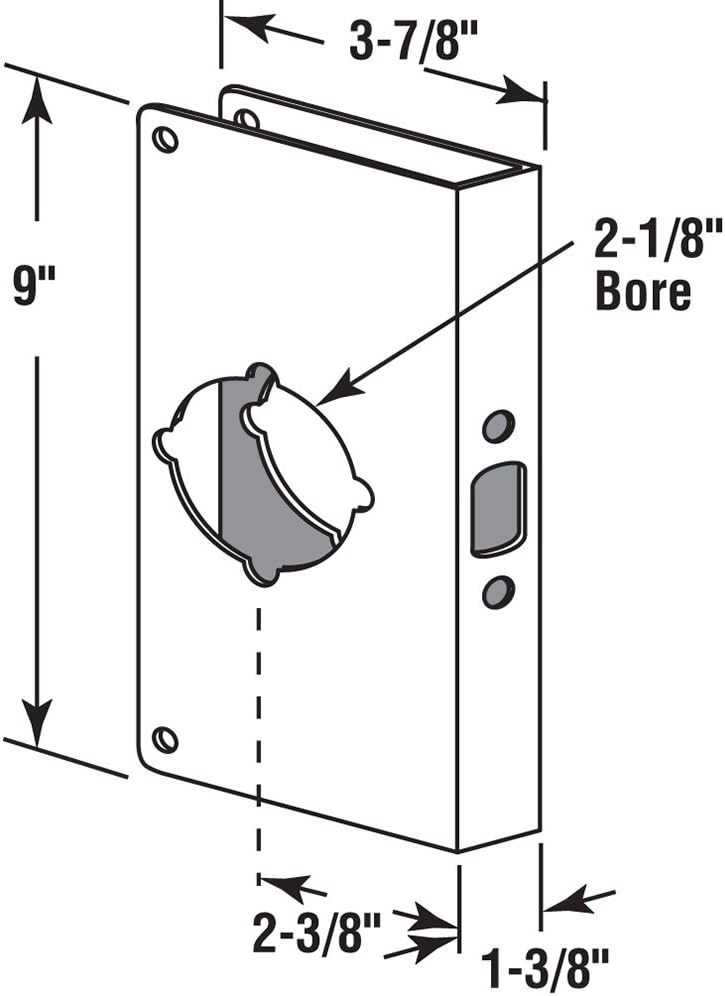 Prime-Line U 9568 Brass Lock and Door Reinforcement Plate for 1-3/8 In. Thick Doors, Antique Brass Finish (Single Pack)