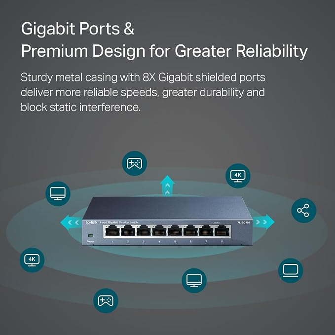 Switch de Red TP-Link 8 Puertos Gigabit Ethernet miniatura 2