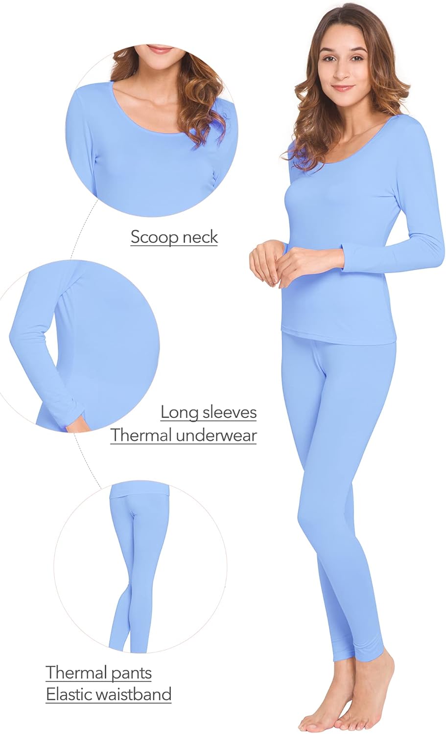 WiWi Women's Ultra Soft Bamboo Underwear Long Johns Sets Lightweight Pajamas Set Base Layer Top with Bottoms S-3X at  Women’s Clothing store