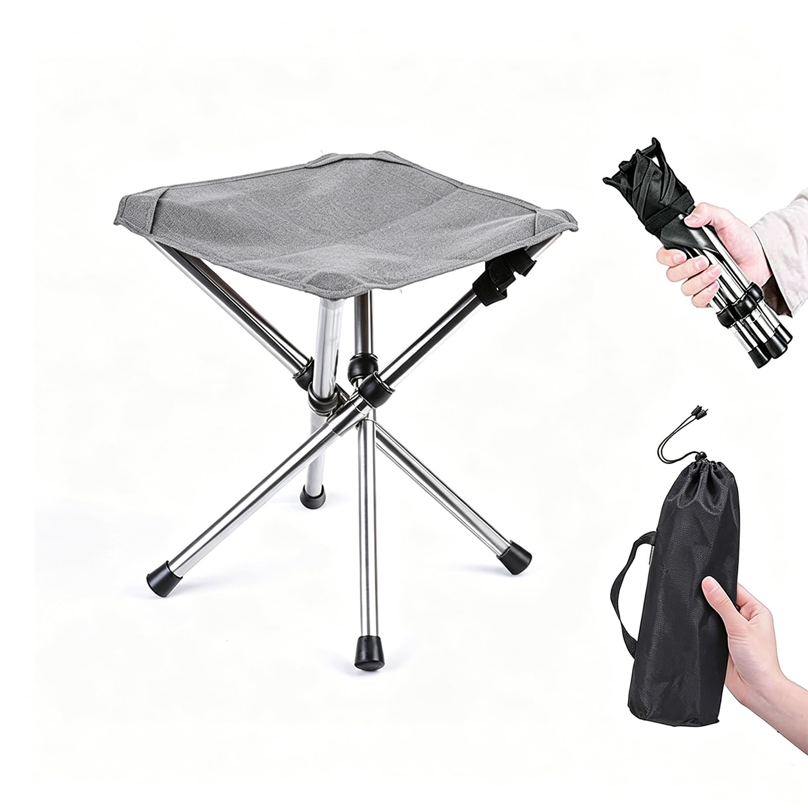 Portable Lightweight Folding Stool, Camping Chair, Foldable Outdoor Stool, Ultralight Camping Folding Stool, Outdoor Stool, Camping Stool for Camping, Outdoor, Concerts, Fishing, Hiking (Large Grey) โ image 1