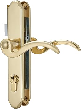 Storm Door Handle Replacement Kit with Lock and Key, Security Door Lever Handle Lock Set for Interior Patio and Storm Door, Waterproof and Anti-Rust Door Handle Replacement Gold-