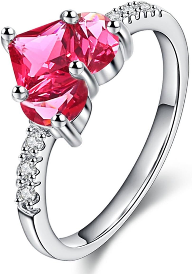 JIANGYUE Women Rings AAA Cubic Zirconia Rhodium Plated Heart Shape Exquisite Lovers Jewelry Size 6 7 8 9 Rose