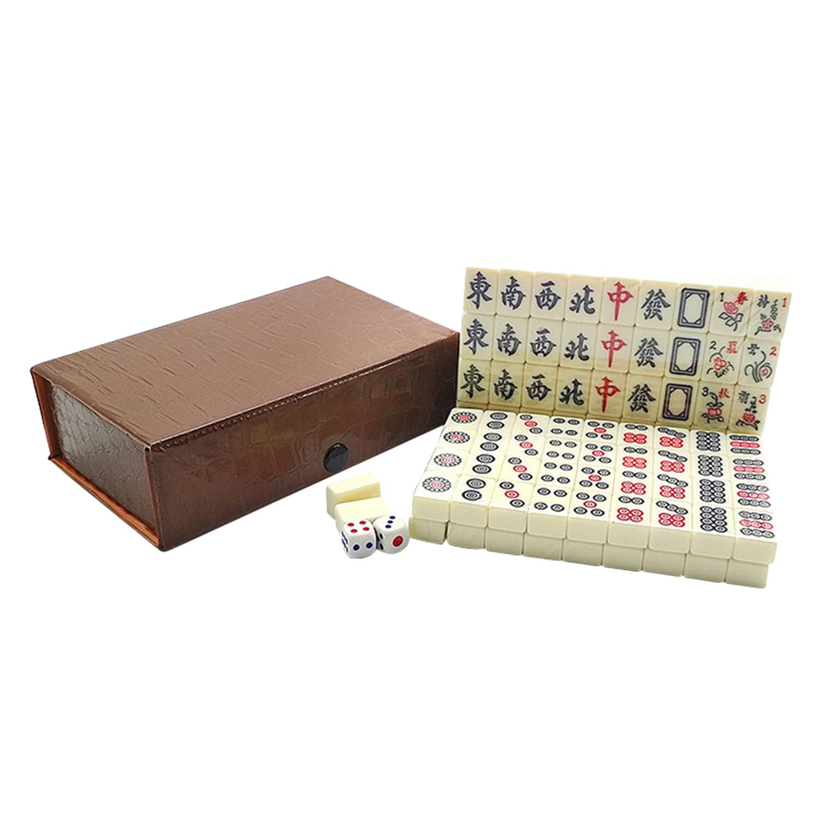 Vaguelly Mahjong Satz Tragbar 1 Satz Acryl mit Würfeln für Reisen
