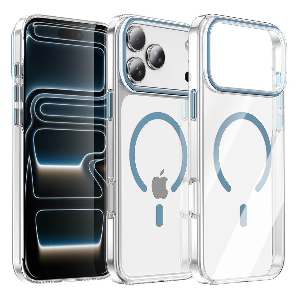 Coque magnetique transparente iPhone 15 14 13 protection antichoc bleue - 8