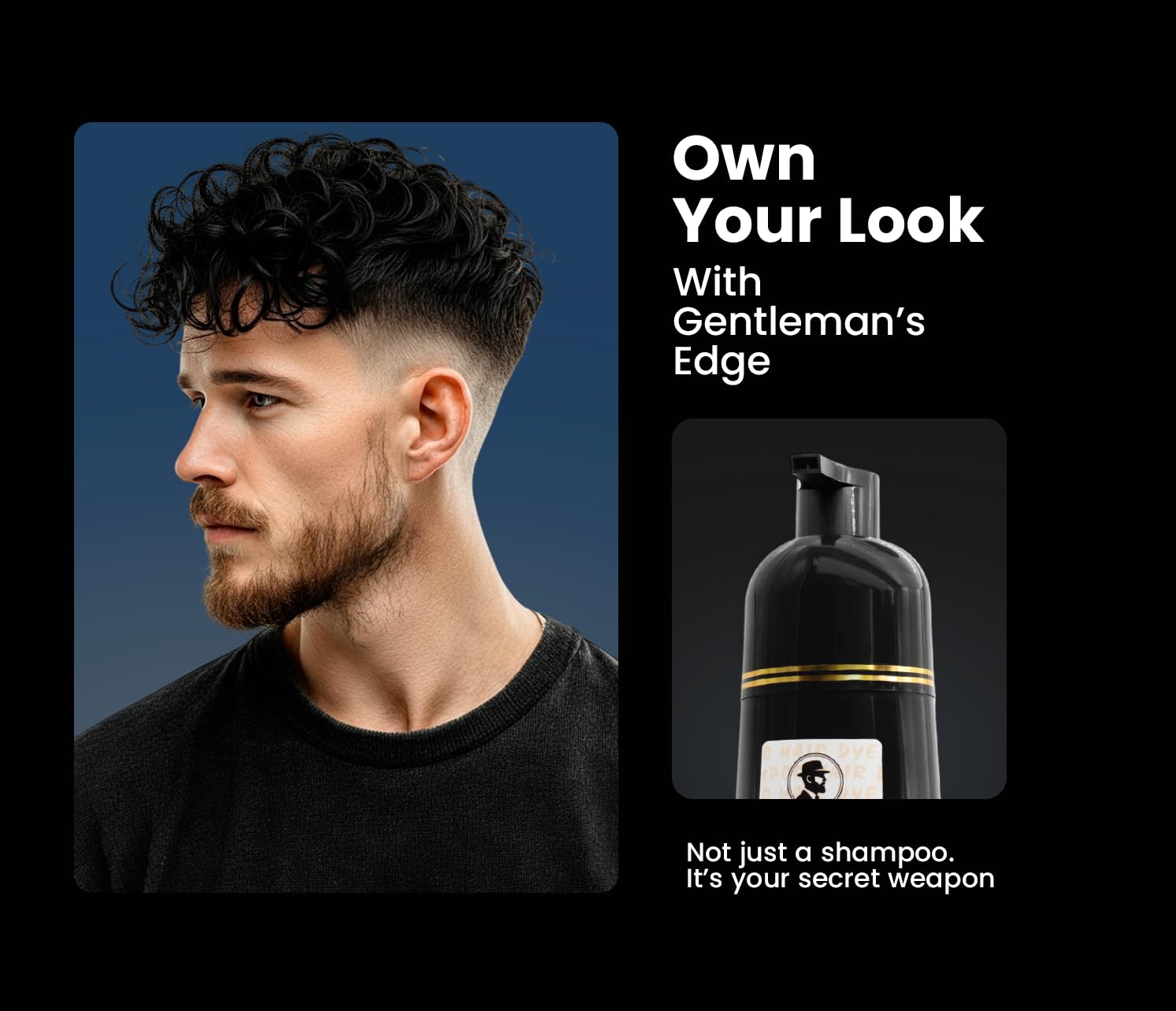 Gentleman's Edge Hair Dye Shampoo for Men – Black Hair Dye Shampoo – Ammonia-Free Shampoo Hair Dye with Easy Application – Gray & White Hair Coverage, Natural Black Finish – 500ml