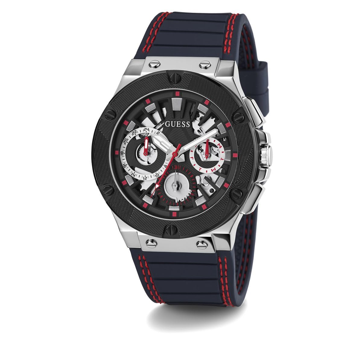 GUESS US Men's Navy Silicone Multifunction Watch