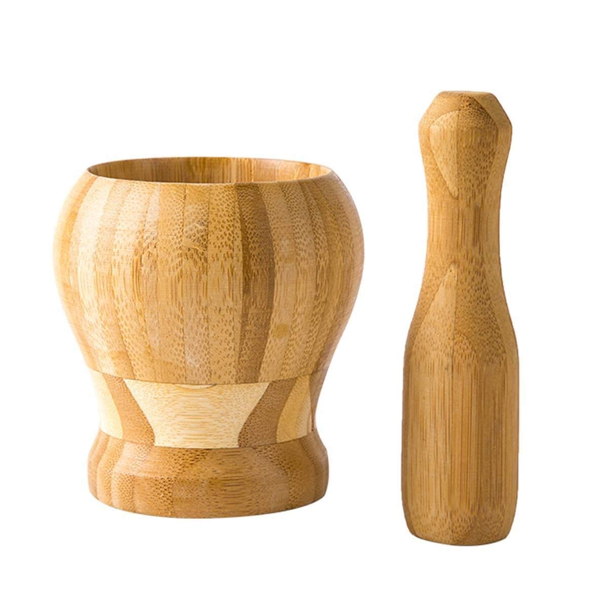 Ensemble de pilon et de mortier, ensemble de pilon et de mortier en bambou naturel léger de qualité supérieure, bol de mélange durable, durable et facile à nettoyer, idéal pour les herbes, les épice