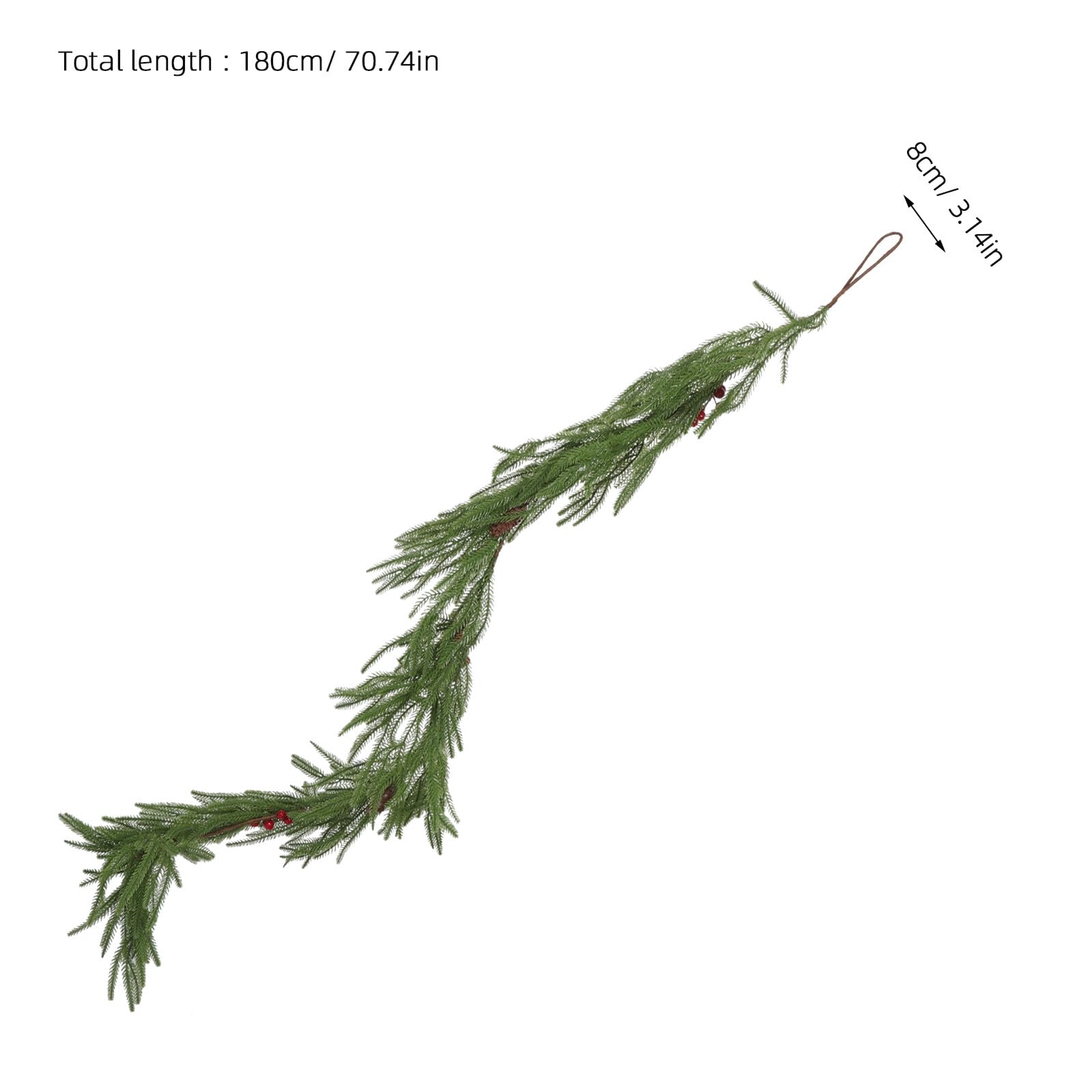 Realistische Norfolk Kiefer Girlande Weihnachtliche Künstliche Tisch Treppendeko Soft-Touch Faux Greenery für Innenbereich Vielseitige Festliche Mantel Wandverzierung