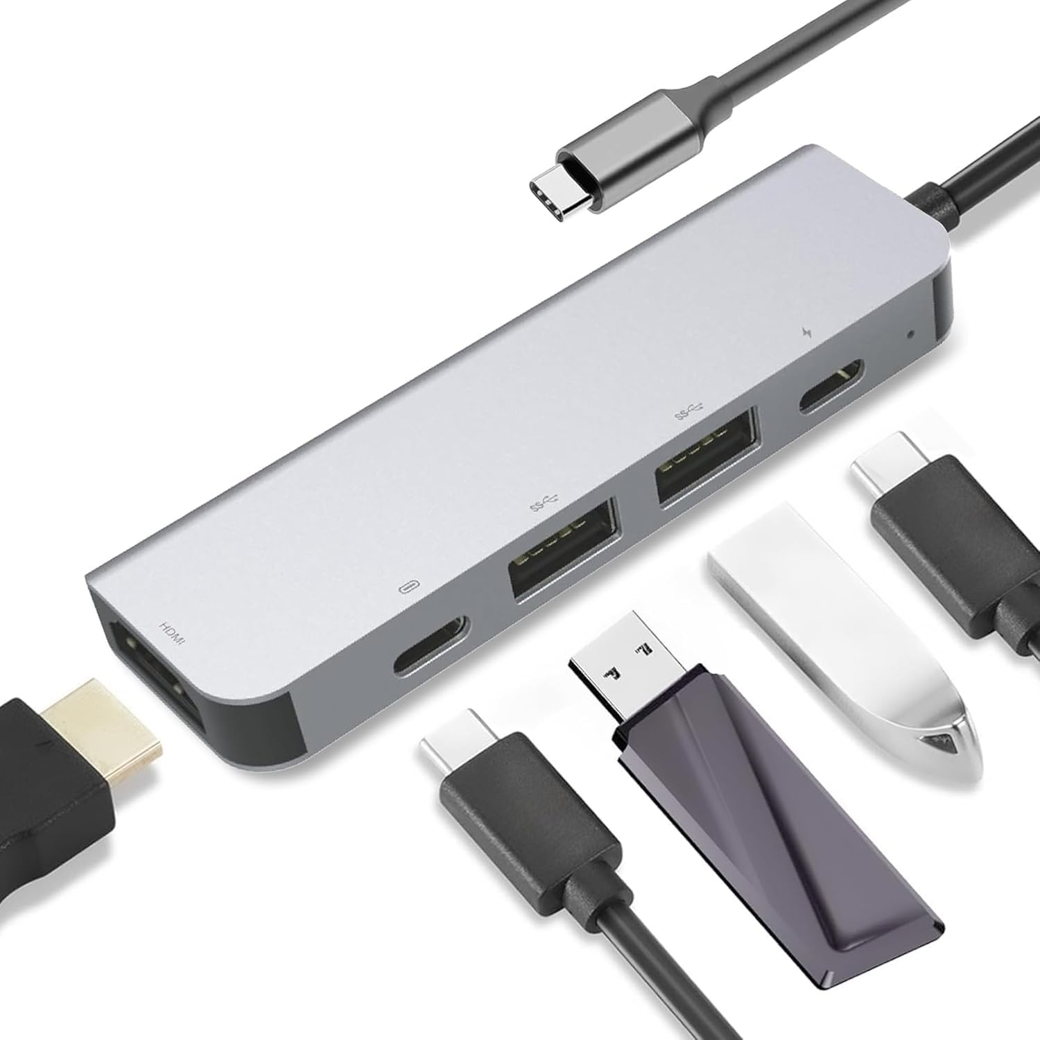 CARECASE USB C Hub 5-in-1 Adapter with 2 USB 3.0, 2 USB-C Ports, 100W PD Charging, 5Gbps Data Transfer, 4K HDMI Support – Compatible with Laptops, MacBook, PS5, and More.(ABC)(k)-picture-27