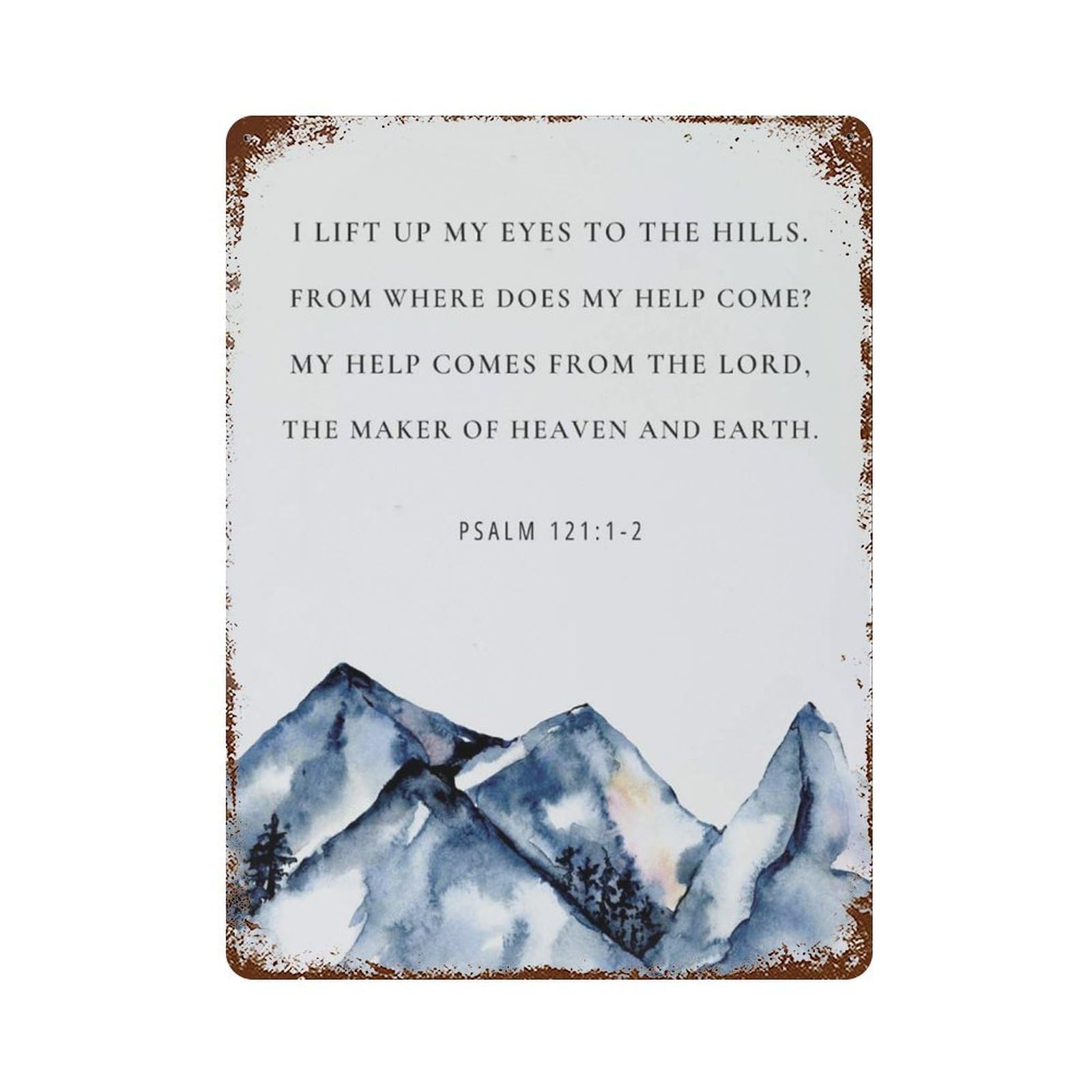 xiaoxiaoshen Mountain Scripture Psalm 121 Bible Verse Wall Decor Art Metal Tin Poster Modern Home Decor Art Home Bar Shop Decorations Vintage Sign 40x30cm
