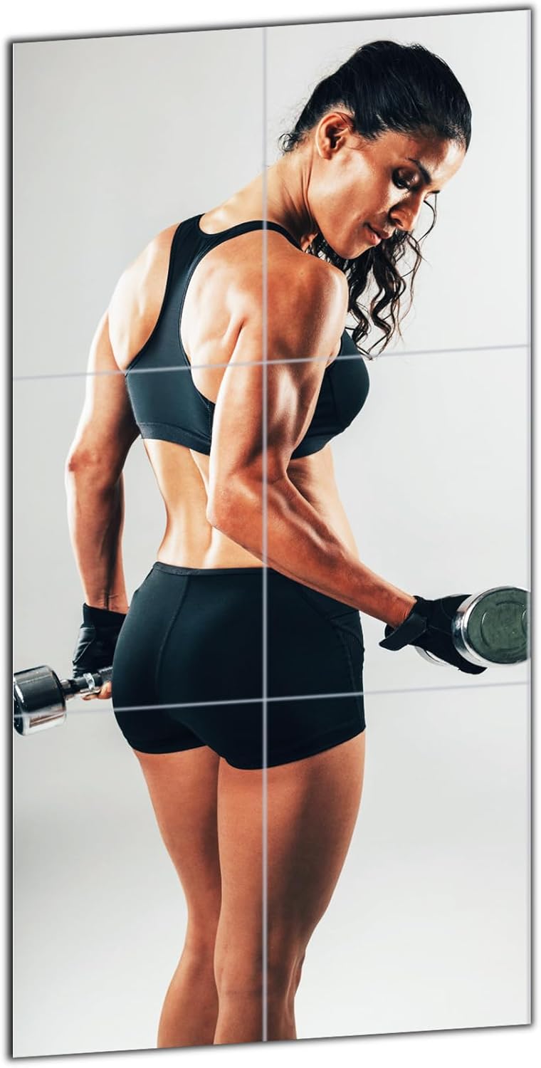 Mirrors Tiles 6 PCS 17.9" L x 12" W Gym Mirrors Wall Mounted Mirror Bendable Acrylic Frameless Full Length Mirror Tiles for Home Gym Bedroom Door & Bathroom