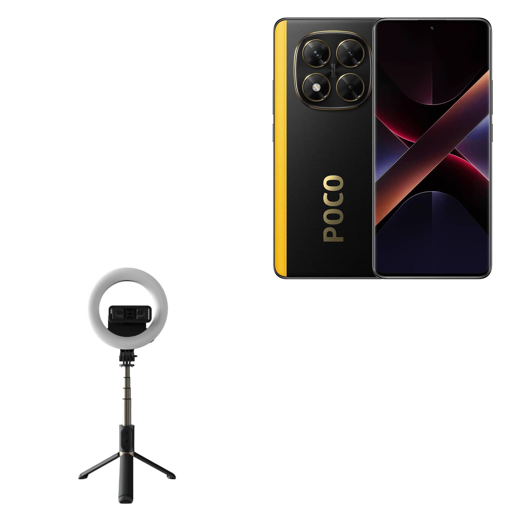 BoxWave Stand and Mount Compatible with Xiaomi X7 - RingLight SelfiePod, Selfie Stick Extendable Arm with Ring Light - Jet Black