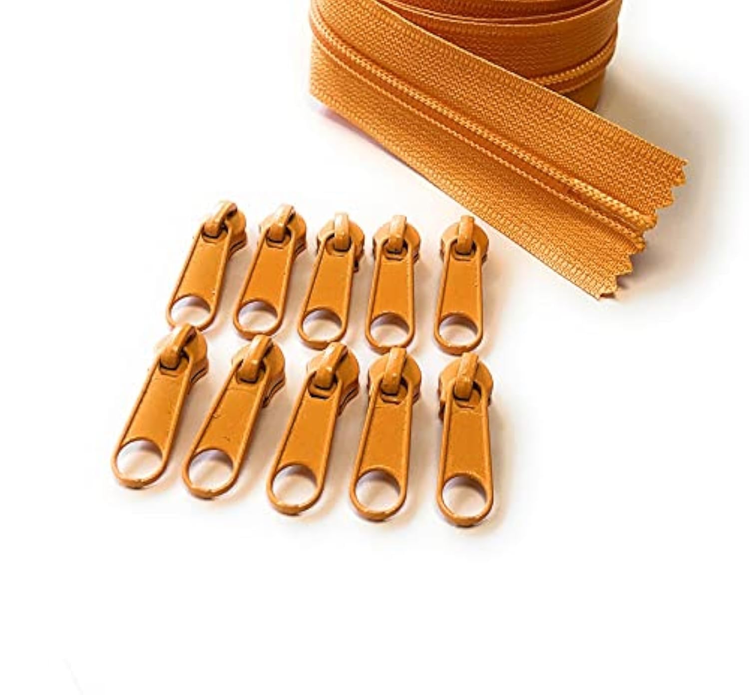 ADS Zipper Continuous Nylon No.5 Zip with Sliders #5 Chain Zipper on Roll with 10 Pullers (Papaya - 114, 196.8" - 5 metre)