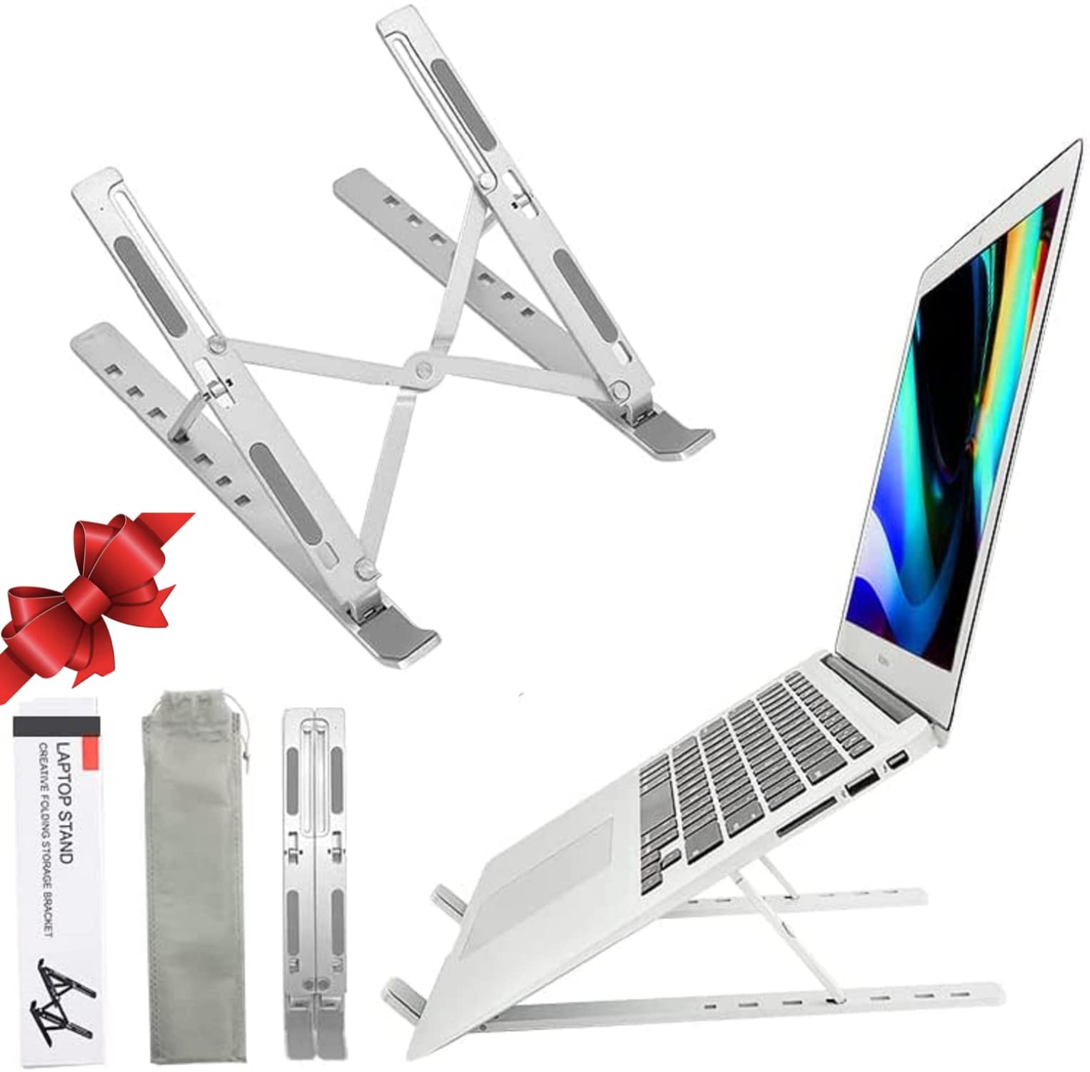 Photo 1 of Laptop Stand for Desk, Adjustable Foldable Notebook Holder, Lightweight Anti-Slip iPad Tablet Stand, Aluminum Ergonomic 7 angles Riser Compatible with MacBook HP Dell Lenovo ALL 9-15.6, 17" Laptops
