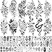 Bilizar 64 Blatt Langlebige Blumen Temporäre Tattoos Frauen Arm Hals, Quallen Sonnen Blume Mond Rose Fake Tattoos Erwachsene Mädchen Haut, 3D Realistisch Tattoo Aufkleber Schlange Pfingstrose Kinder