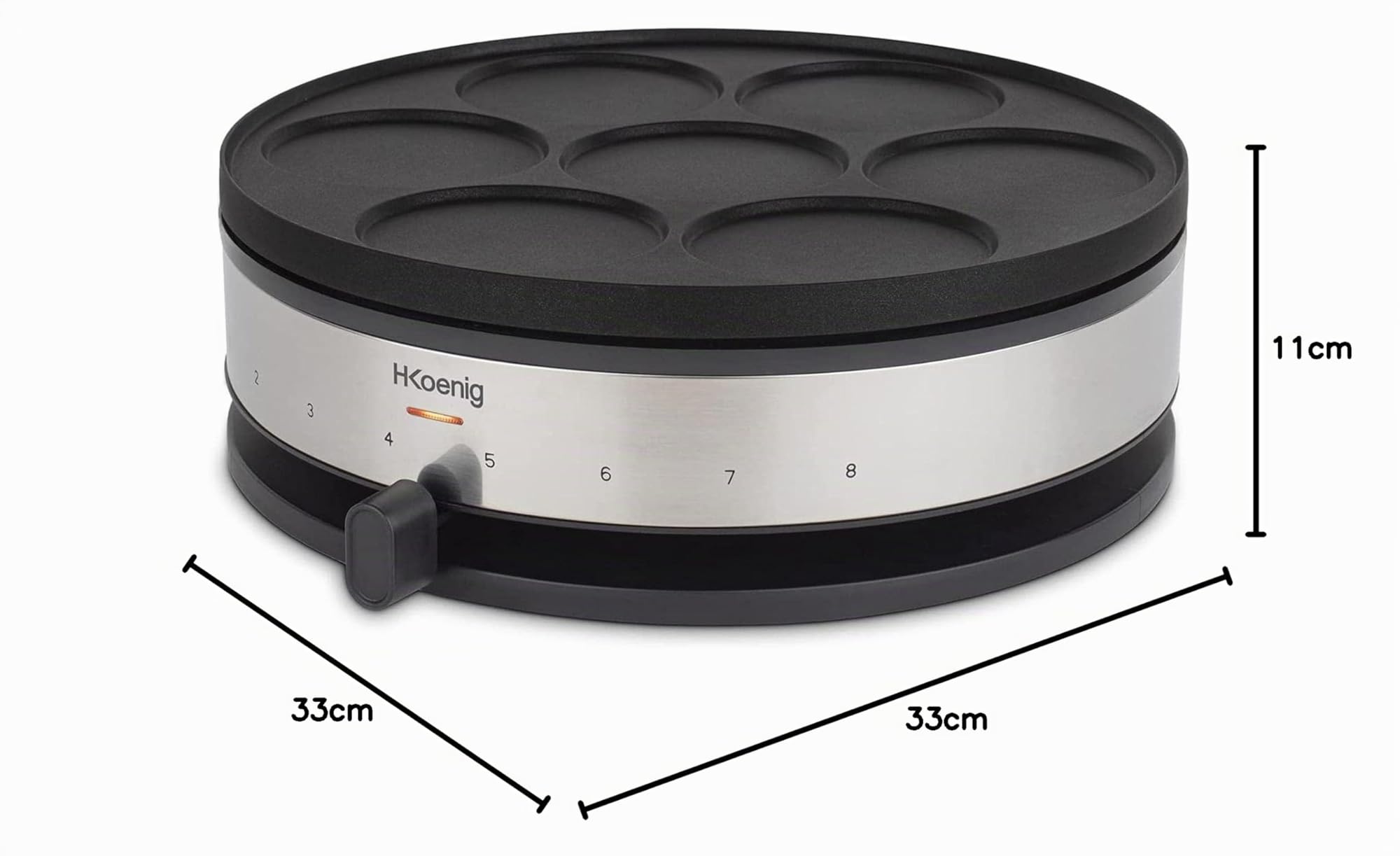 H.Koenig Crêpière électrique KREP56, Appareil à Crêpes 2 en 1 Plaques réversibles, Crêpe Party, Crêpes et Mini crêpes, Thermostat réglable 230°, Plaques de Cuisson Antiadhésives 33 cm et 10cm, 1500W