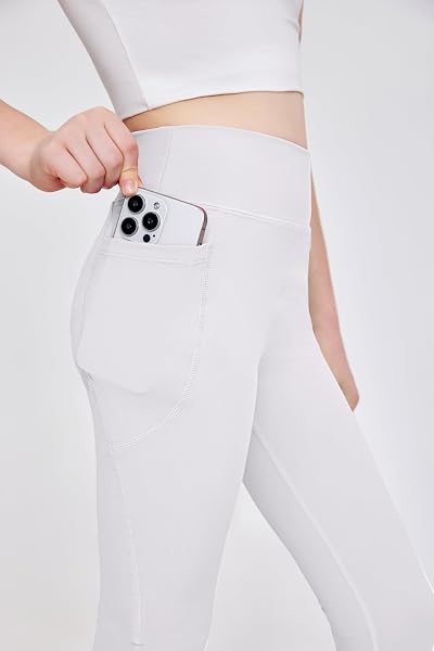 Arshiner Mädchen Leggings Kinder Lang Sportleggins Einfarbig Hohe Taille Sporthose Basic Elastisch Leggings Jogging Training Yoga Hosen mit Taschen 5-14 Jahre - 2