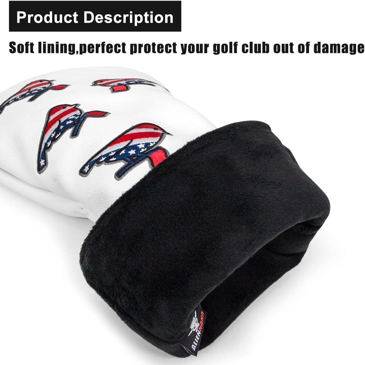 Golf Head Covers Birdie Driver Covers 3 Wood Headcover Hybrid Head Covers Embroidery Leather USA American Flag Golf Club Headcovers Golf Mallet Putter Cover for OZ1