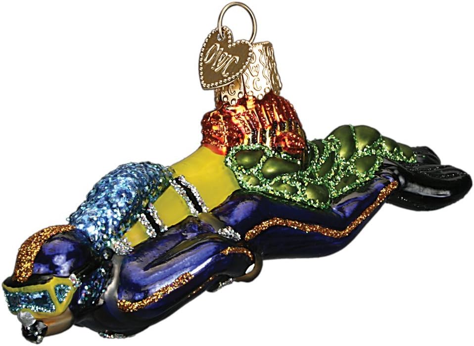 Old World Christmas Groovy Submarine Glass Blown Ornament for Christmas Tree, Handcrafted Holiday Decoration, Scuba Collection