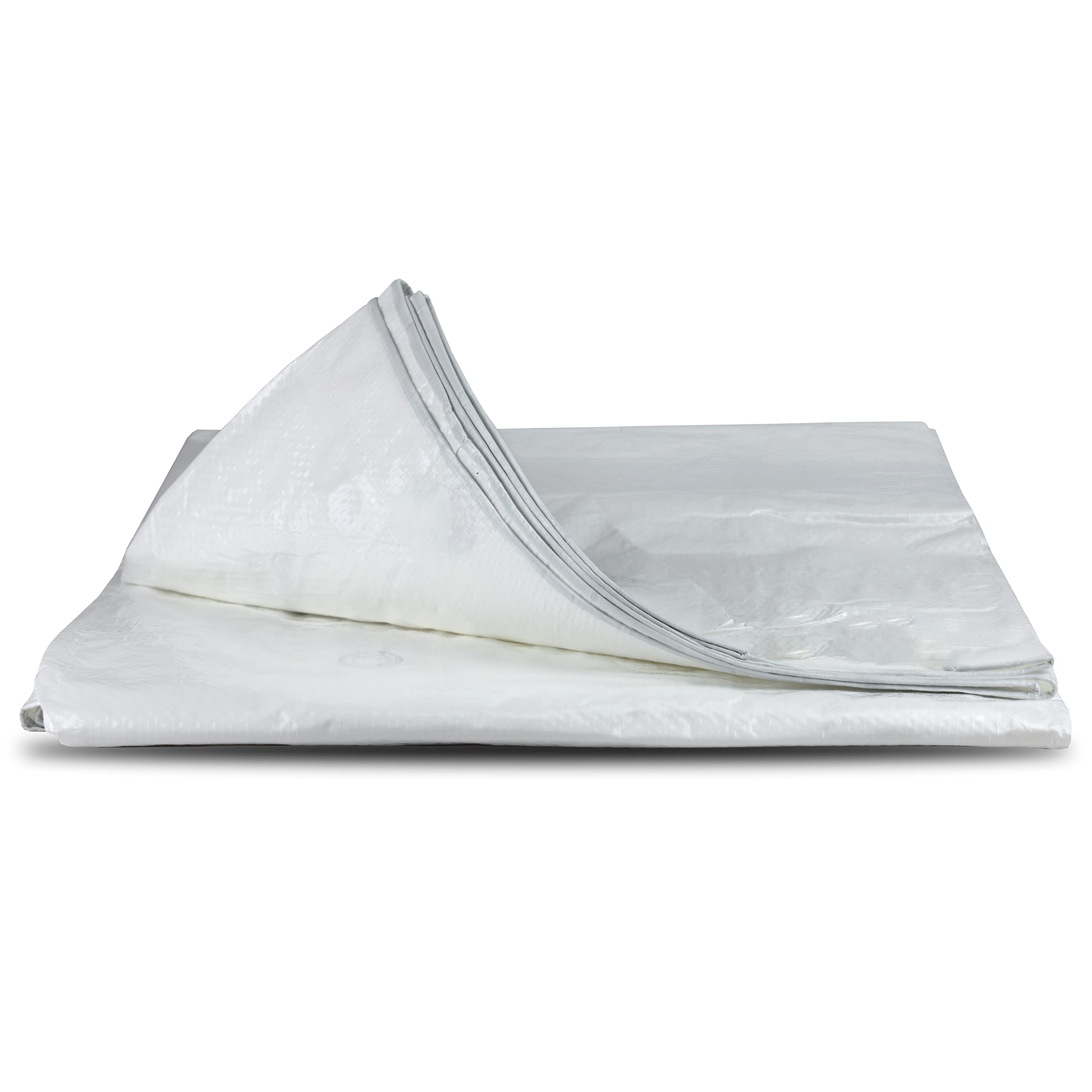 Bortaberg White Tarpaulin Strengthened Waterproof Heavy Duty - Tarp Sheet - Premium Quality Cover Made Of 90Gram/Sm Reinforcing Mesh, For Camping Fishing Gardening Pets [M] 2.9 X 4.8 || 9.8' X 16.4')