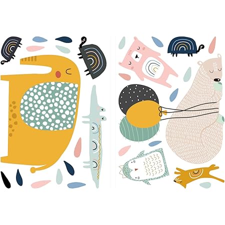 Dekodino Adesivo Murale Animali Pastello Con Palloncini Deco Amazon It Prima Infanzia
