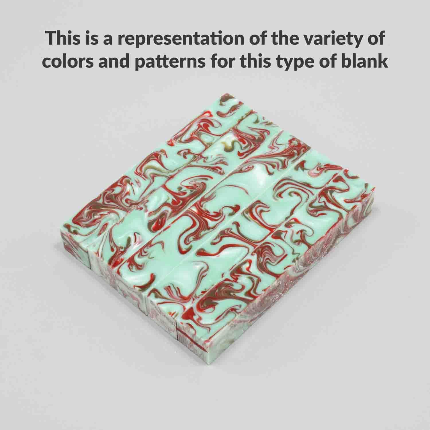 Legacy Premium Resin Pen Blanks - Crimson Mint (Mint Green and Red Swirl), 5" Long, 5 Pack, For Pen and Project Kits, Woodturning and Crafts