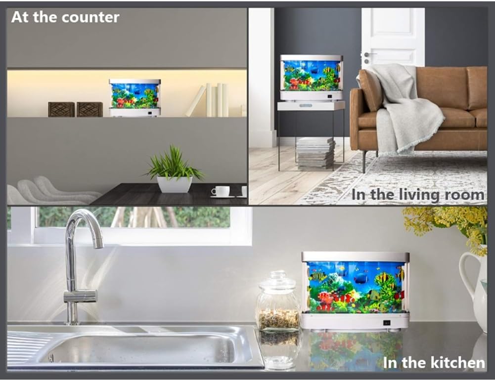 Dynamic Virtual Ocean LED Fish Tank Lamp Artificial Tropical Landscape Aquarium Night Light Decoration US Plug Easy to Use