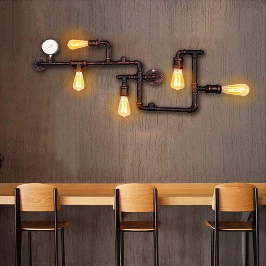 Lampada Da Parete E27 Stile Industriale Retrò Con Paralume In Vetro E Metallo. Dimensioni 9x16cm, Cavo 100cm. Perfetta Per Cucina, Loft, Camera Da Letto E Bar. - 5