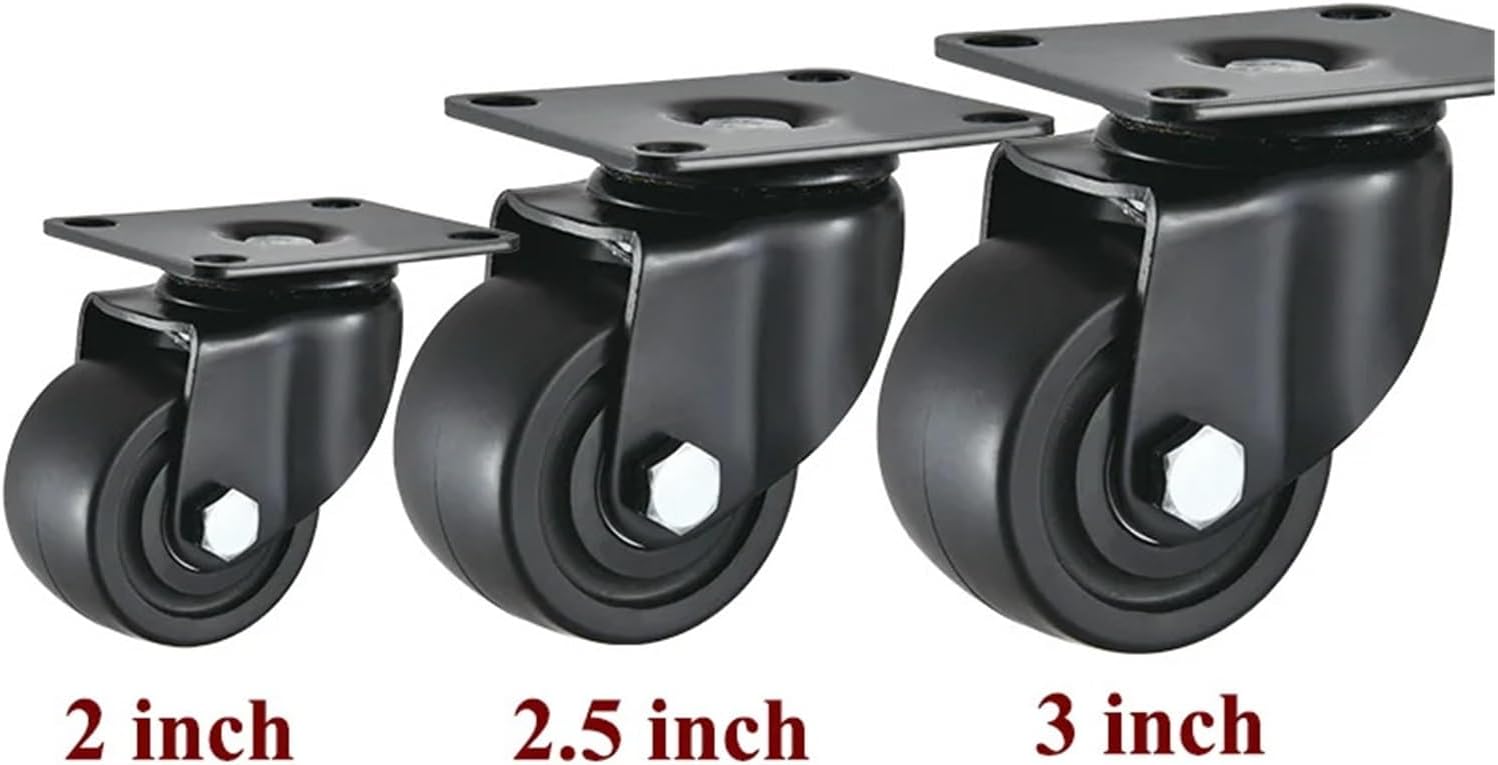 頑丈なナイロンホイール 2.5"3" 工業用家具キャスター 低センター機械設備用 ソファ用ブレーキ付き回転(1pc