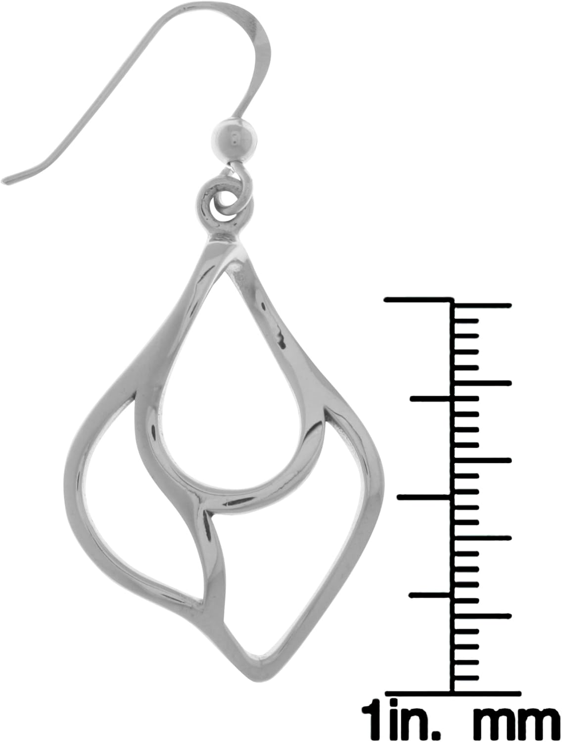 Jewelry Trends Sterling Silver Contemporary Curved Teardrop Design Dangle Earrings - Image 2