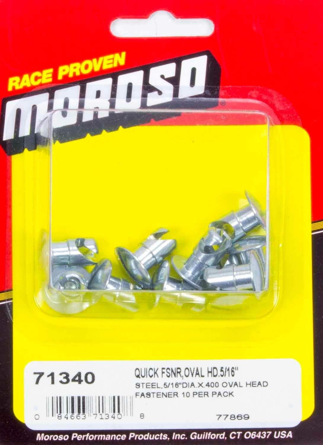 Moroso 71340 Oval Quick Fasteners, 5/16 x .400", Steel, Silver