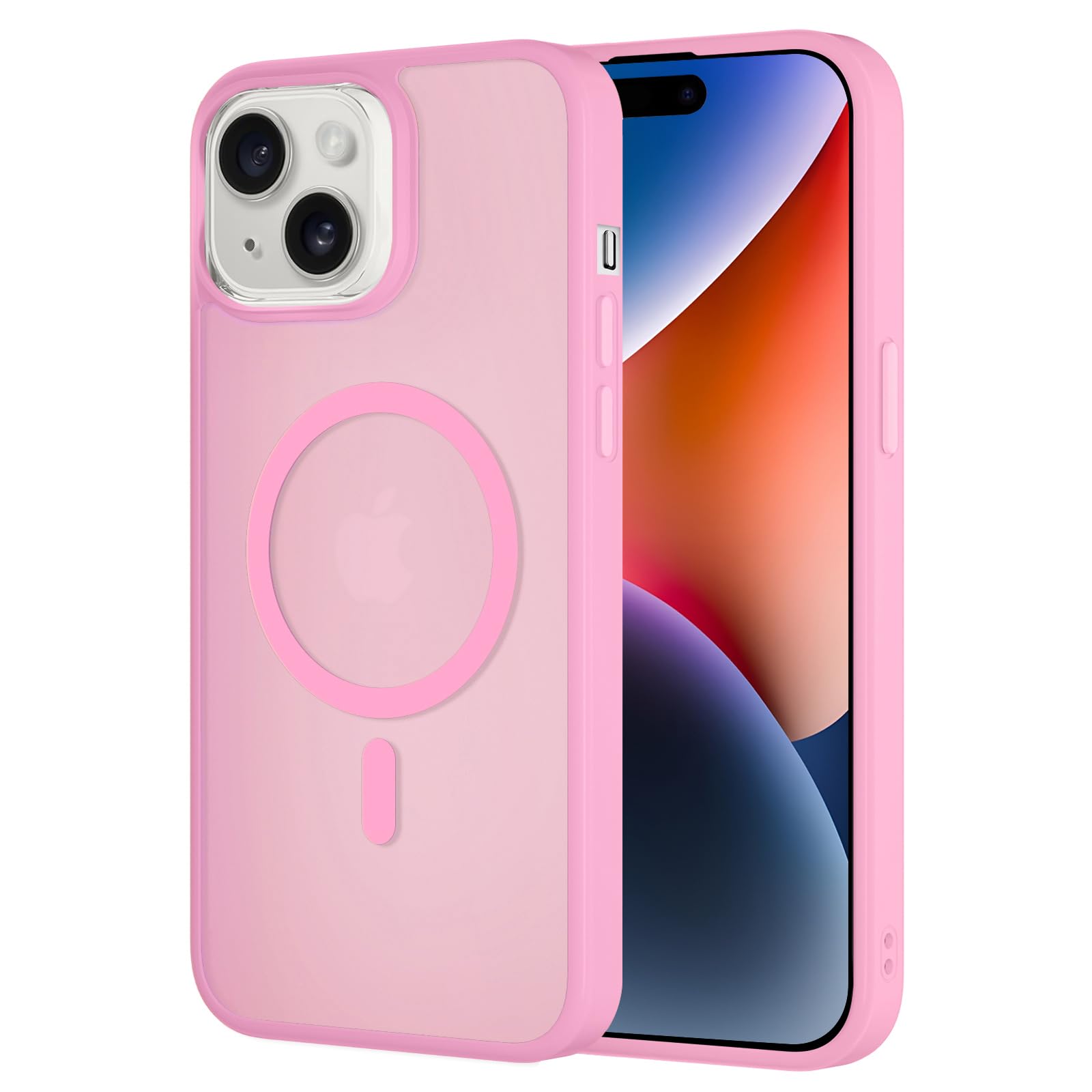 FBKOQKU for iPhone 14 Case/iPhone 13 Case, Compatible with MagSafe, Military Drop Protection,Magnetic Phone Case for phone 14/13 cases,Frosted Pink