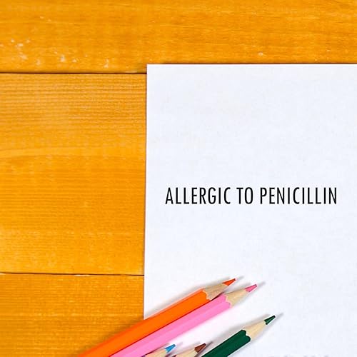 Sello grande autoentintado alérgico a la penicilina, suministros de oficina médico, hasta 5 K impresiones, reiniciable, fácil de presionar e